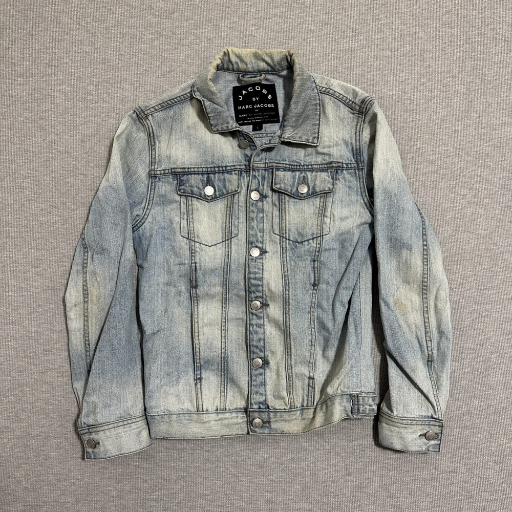 Jacobs by Marc Jacobs Denim Trucker Jacket Light Wash Blue Distressed Womens S